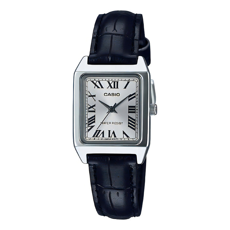 Reloj Casio Mujer Cuero Ltp-v007l-7b1udf Relojesymas Negro Plateado Blanco