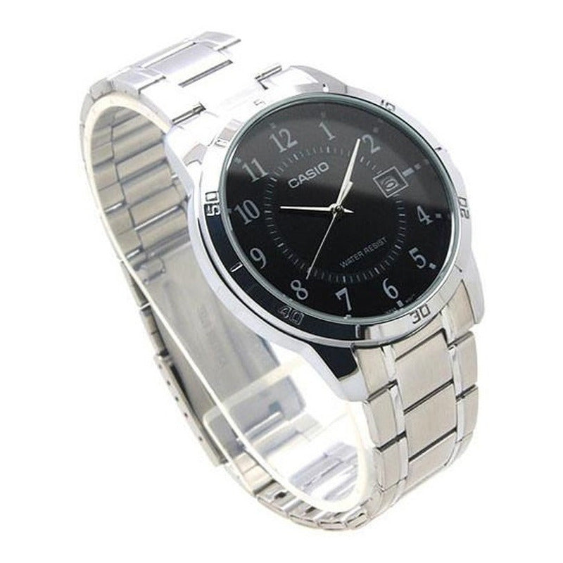 Reloj Pulsera Casio Mtp-v004d-7b Con Correa De Acero Inoxidable Color Plata - Fondo Blanco