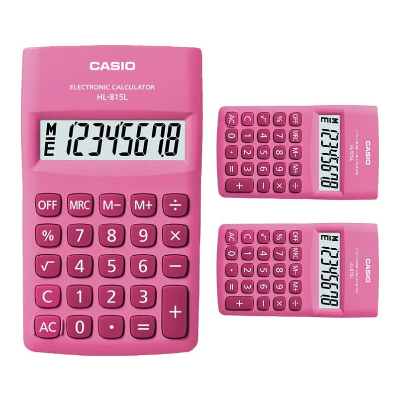 Calculadora Básica Casio Portatil Rosa Hl-815 Pk Color Rosa Rosa