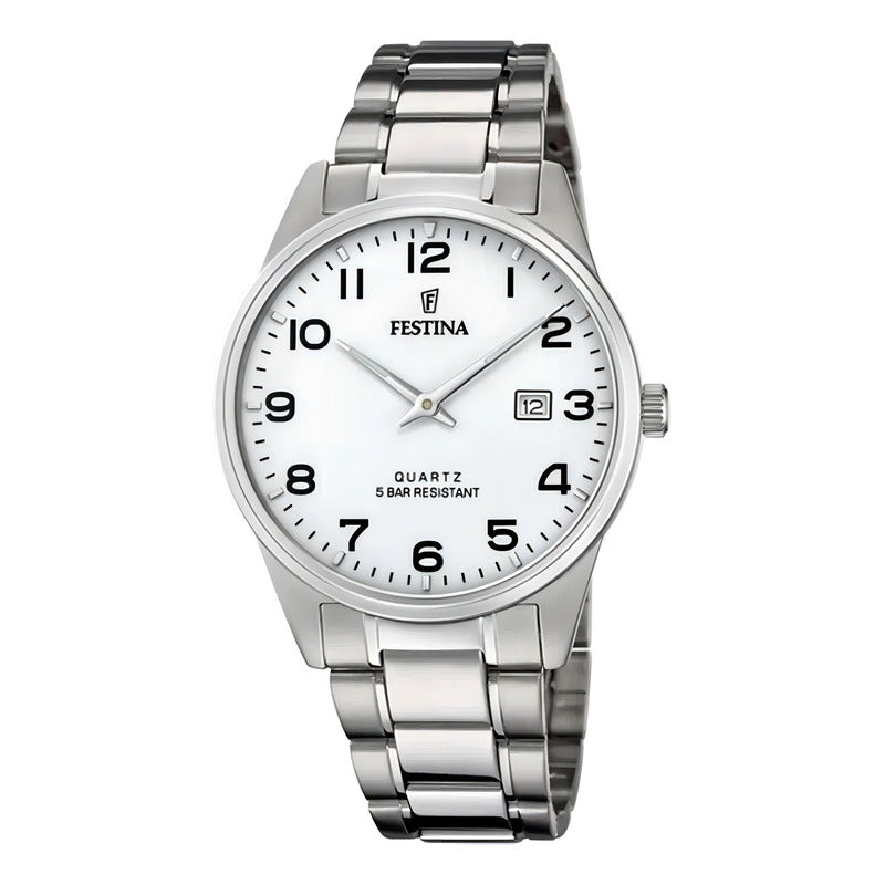 Reloj Festina F20511 Hombre Acero Calendario 5 Atm Color De La Malla Plateado Color Del Bisel Plateado Color Del Fondo Blanco