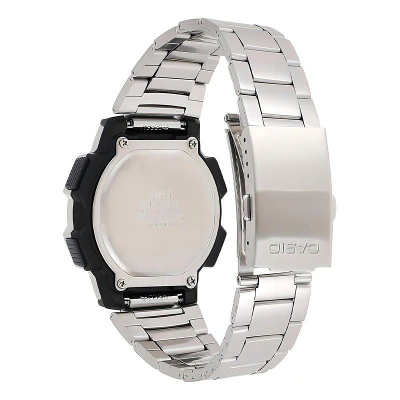 Reloj Pulsera Digital Casio Ae-1000wd-1avdf Con Correa De Acero Inoxidable Color Plateado - Fondo Negro
