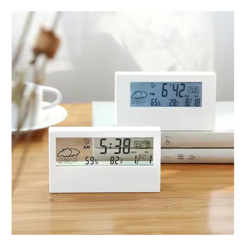 Reloj Despertador Pantalla 2158 Led Fecha Temperatura Blanco