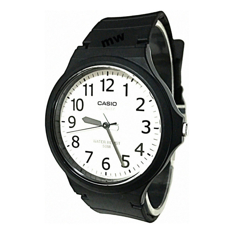 Reloj Pulsera Casio Mw-240-3bvdf Con Correa De Resina Color Negro - Fondo Blanco