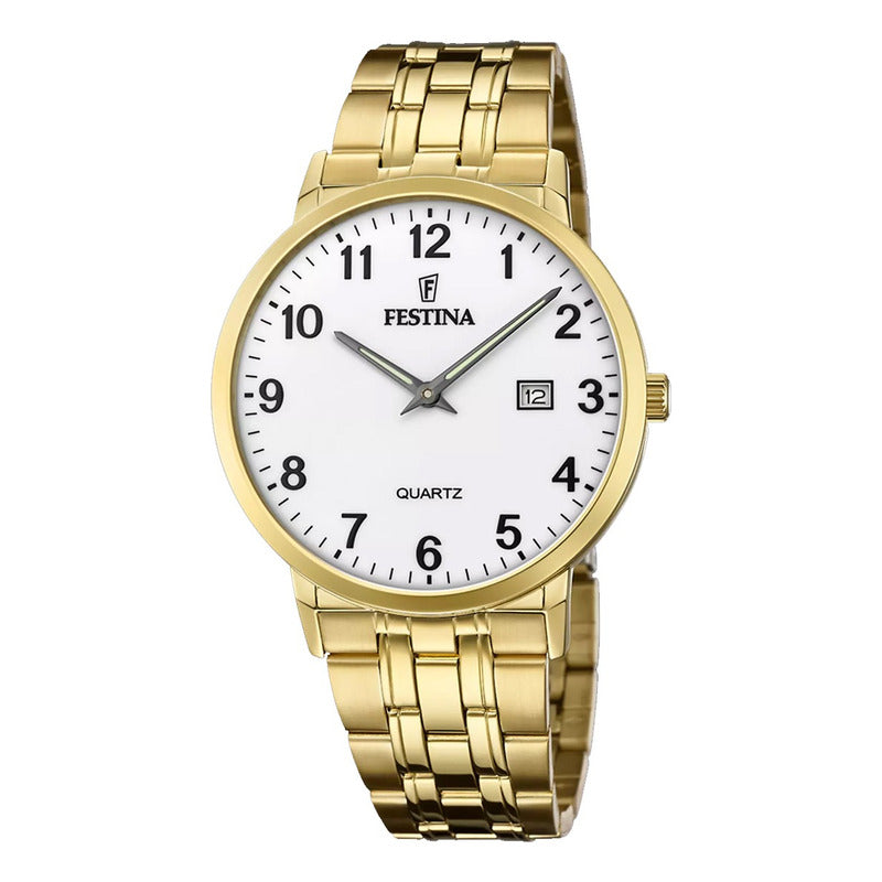 Reloj Hombre Festina F20513/1 Calendario Analógico Dorado Blanco