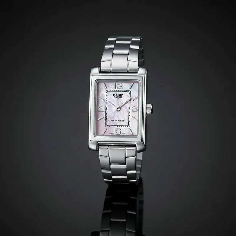 Reloj Pulsera Casio Ltp-1234ds-4adf Original Plateado Rosa