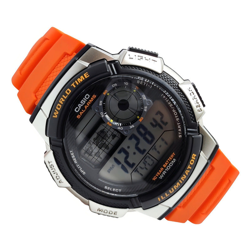 Reloj Pulsera Hombre Casio Youth Series Ae-1000w-4bv Naranja Negro