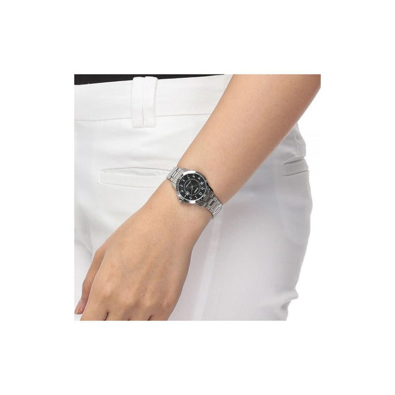 Reloj Casio Mujer Ltpv004d-1b Original Plateado Negro Ltp-v004d-1b