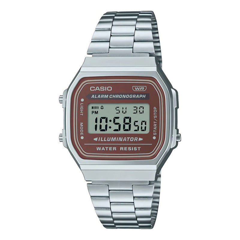 Reloj Para Hombre Casio Vintage A168wa5aydf Plateado Marrón Claro