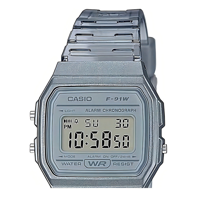 Reloj De Pulsera Casio Collection F-91ws-8 Color Gris Transparente/gris
