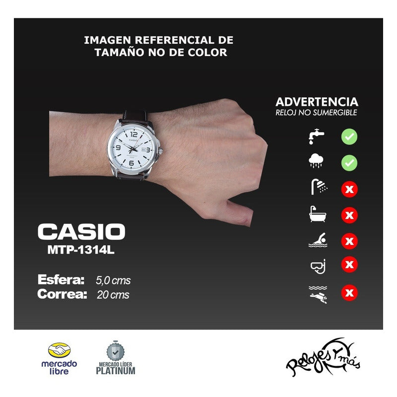 Reloj Casio Hombre Mtp-1314l Colores Surtidos Plateado Negro