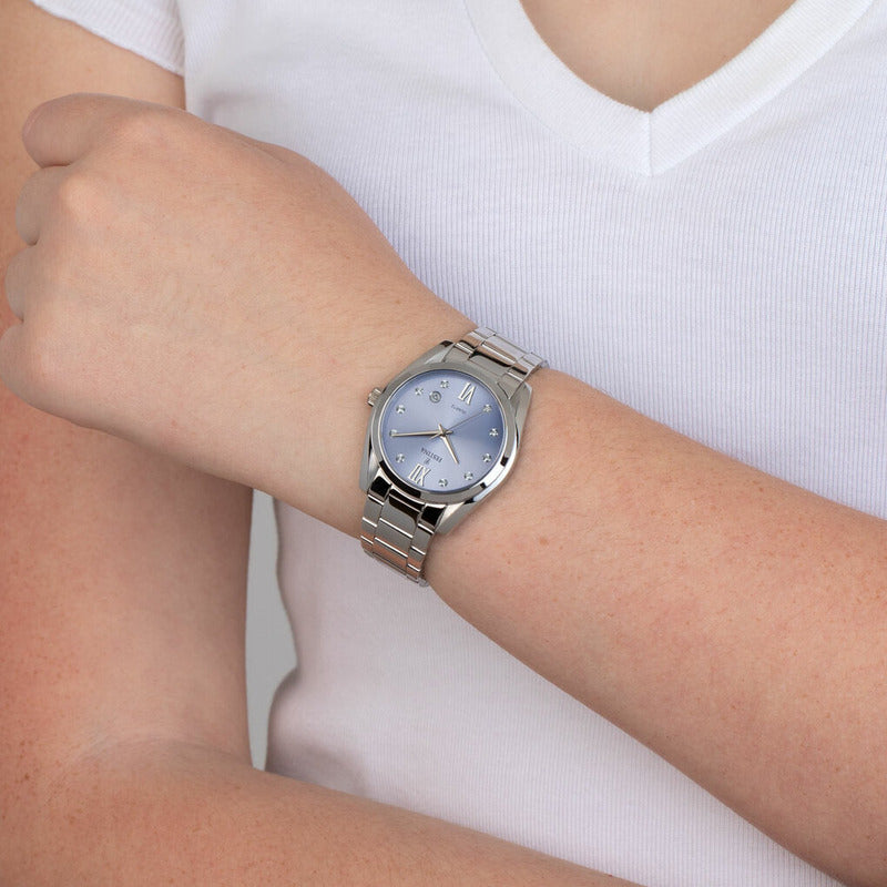 Reloj De Mujer Festina Boyfriend Con Piedras De Acero F16790 Plateado Lavanda / Lila