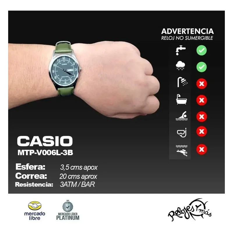 Reloj Casio Hombre Mtp-v006l Colores Surtidos/relojesymas