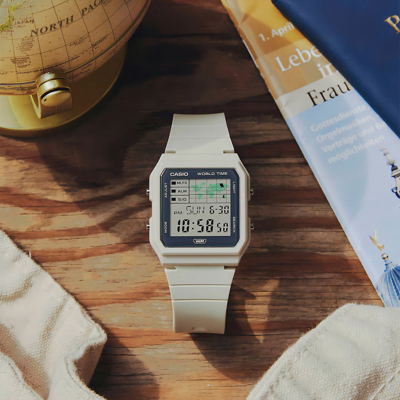 Rejoj Casio Vintage Lf-30w Digital Unixeshora Mundial Blanco Hueso Beige