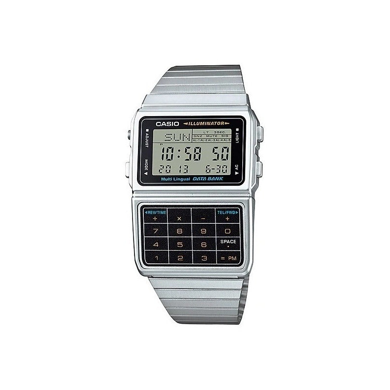 Reloj Casio Vintage Databank Calculadora Dbc-611-id Plateado Negro