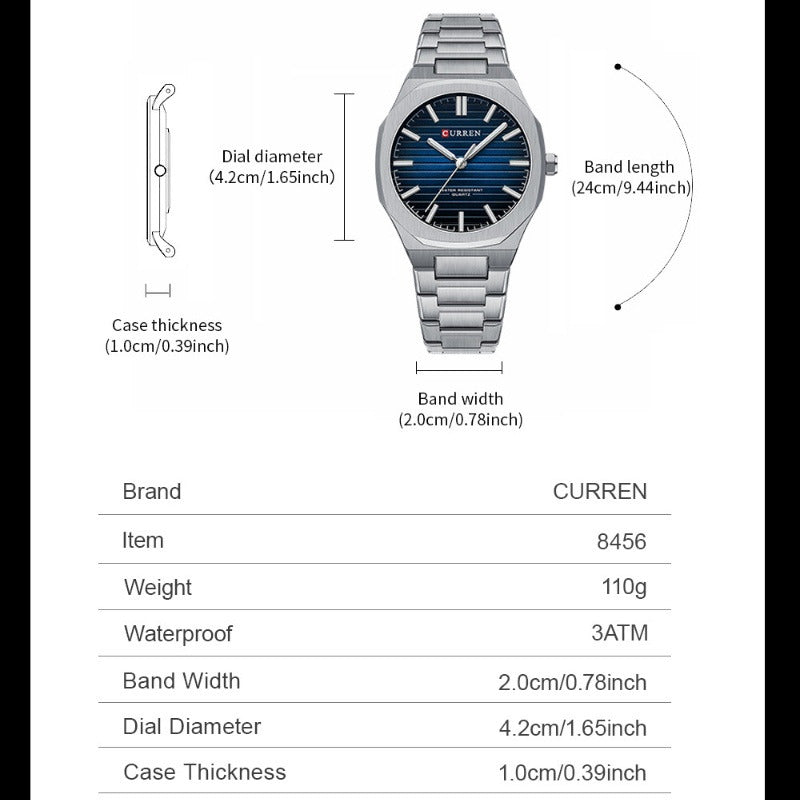 Relojes De Cuarzo Inoxidable Curren Analog Business Color Del Fondo Silver Black
