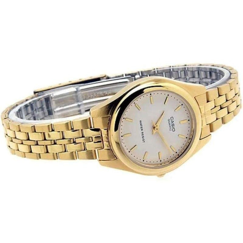 Reloj Casio Metal Dama Dorado Ltp-1129n-7a Relojesymas Blanco