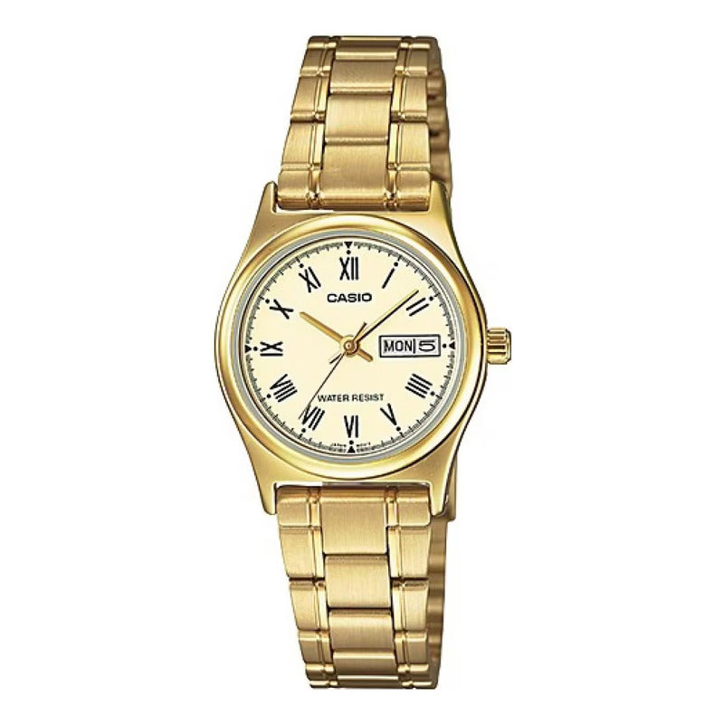 Reloj Metal Mujer Ltp-v006g-9budf Original Dorado