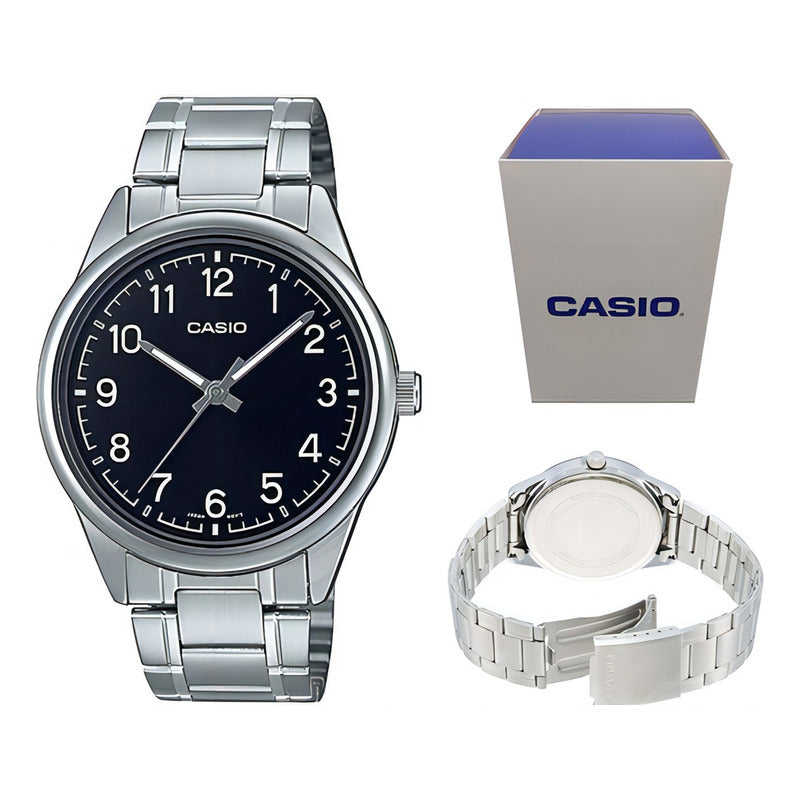 Reloj Casio Mtp-v005d-1b4 Hombre Acero Plata Full Color De La Correa