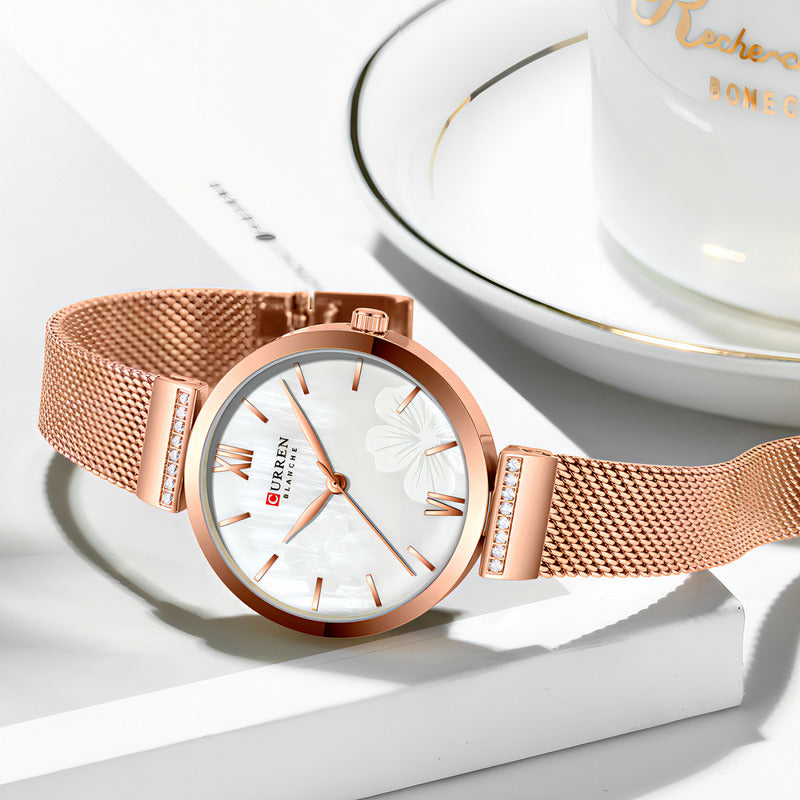 Relojes De Cuarzo Dama Curren 9067 De Moda Relojesymas Color De La Correa 2 Cobre Blanco