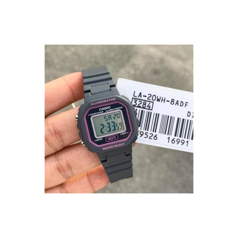 Reloj Pulsera Digital Casio La-20wh-4a1 Con Correa De Resina Color Gris