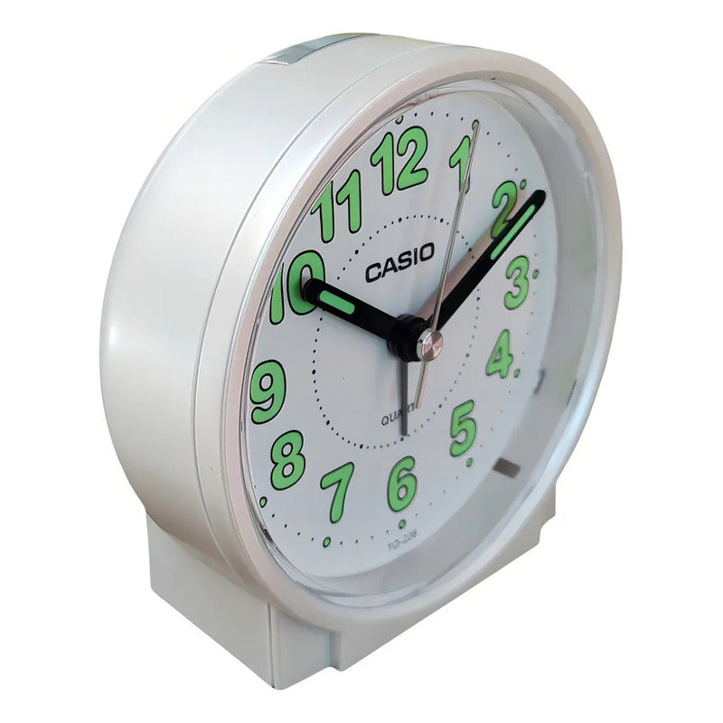 Reloj Despertador Analógico Casio Tq-228-7d, Color Blanco Blanco
