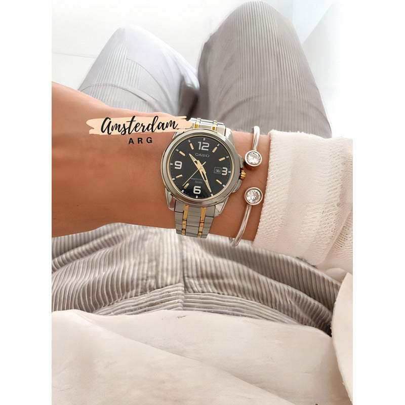 Reloj Casio Ltp-1314sg-1avdf Color De La Correa Combinada Color Del Fondo Negro