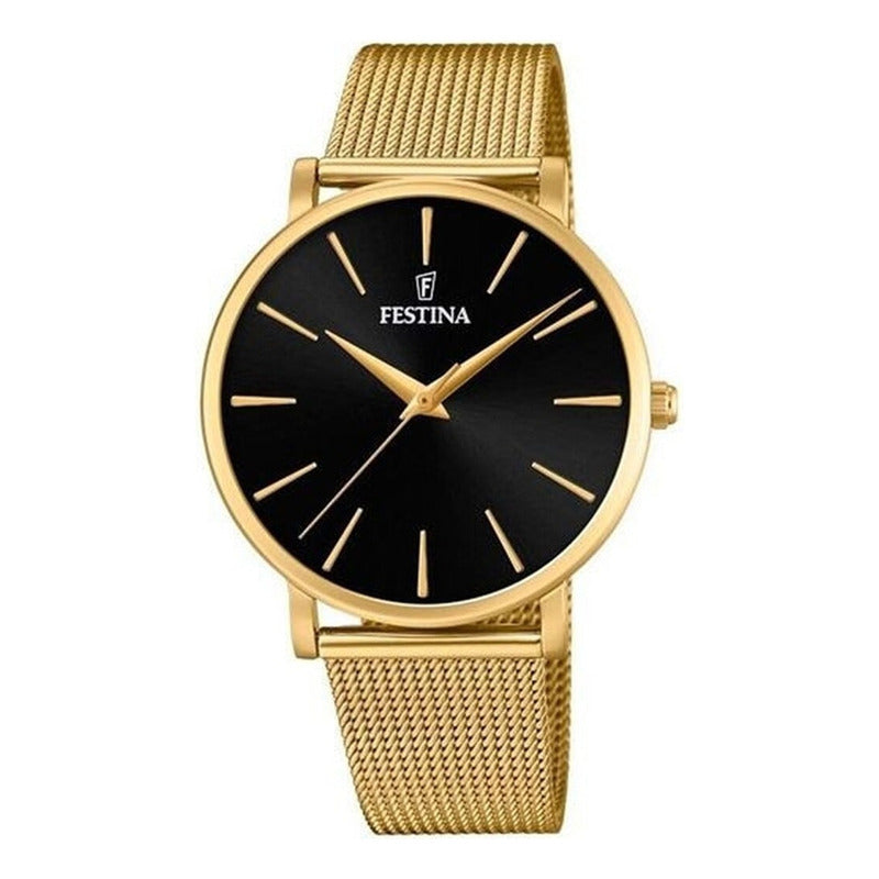 Relojes Pulsera Mujer Metal F20476/2 Original Dorado Negro