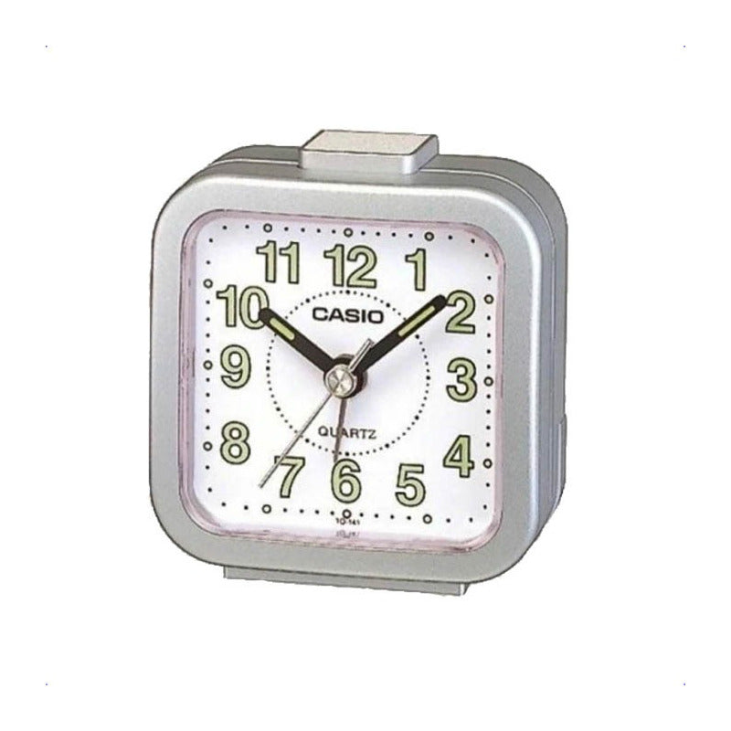Reloj Despertador Analogico Casio Tq-141-8d Luz Numeros Grandes. Gris