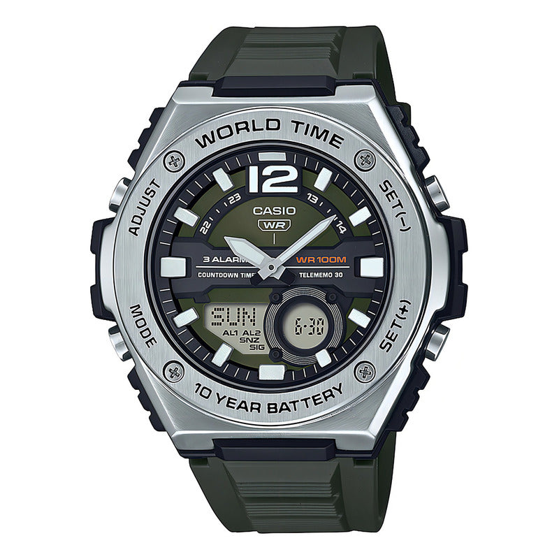 Reloj Casio Mwq-100-3a Resina/acero Hombre Negro/plateado