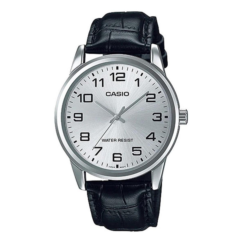 Reloj Pulsera Casio Enticer Mtp-v001l-7b Relojesymas Negro Plateado