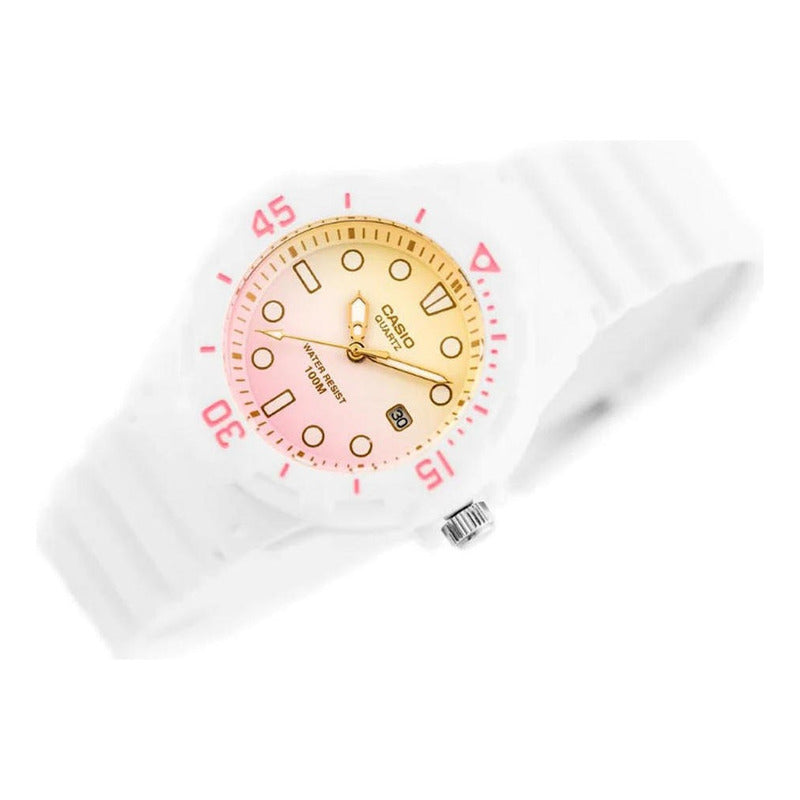 Reloj Casio Mujer Lrw-200h-4e2vdr Blanco Rosa/amarillo