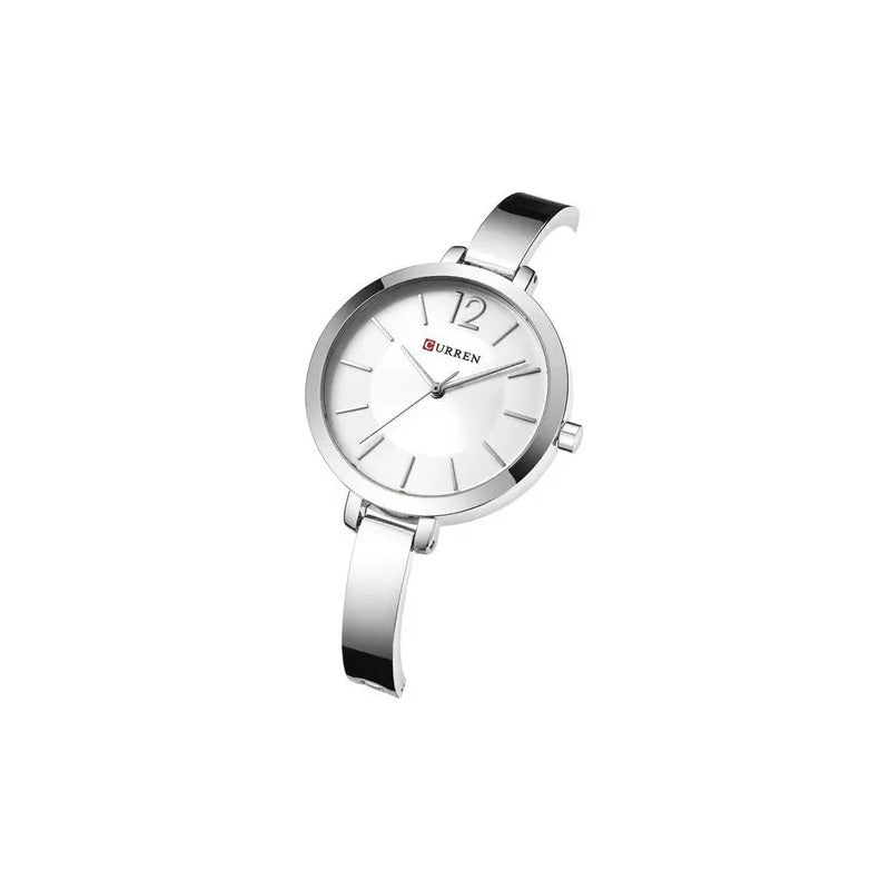 Pulsera De Reloj Analógico Elegante Para Mujer Curren 9012 Color Del Bisel Plateado
