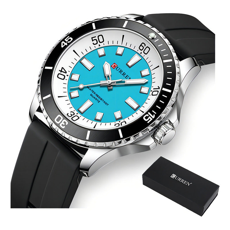 Relojes De Cuarzo Curren Casuales Impermeables Para Hombre Fondo Negro/azul