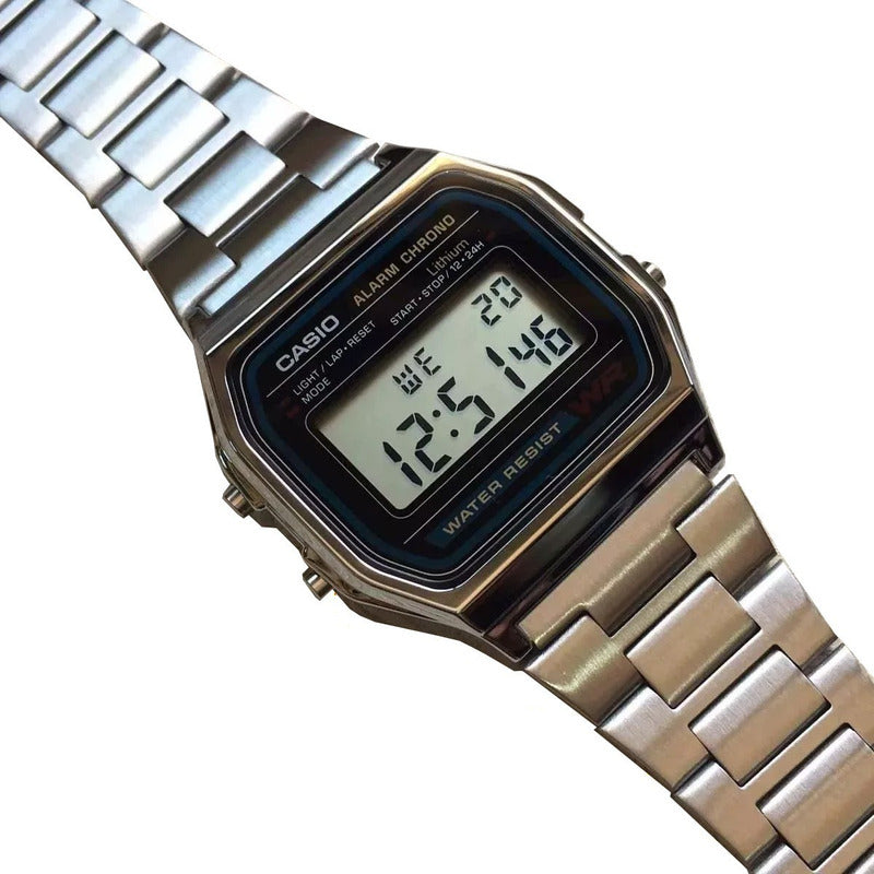 Reloj Retro Casio A158wa-1  Relojesymas Plateado Gris