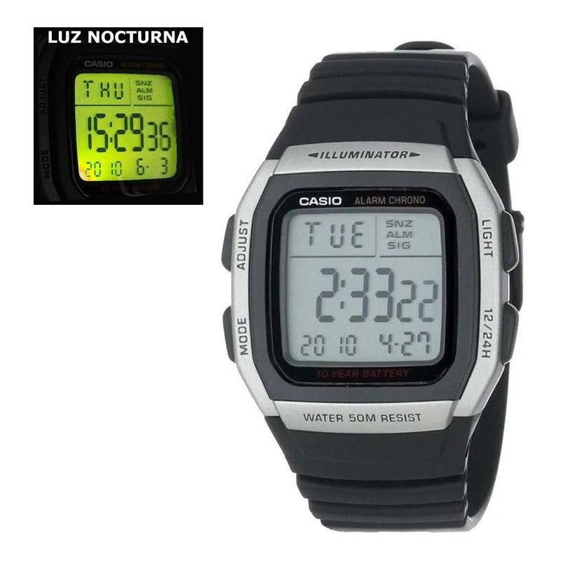 Reloj Casio Hombre Retro W-96h-1a 10 Años De Bateria Grat Agua