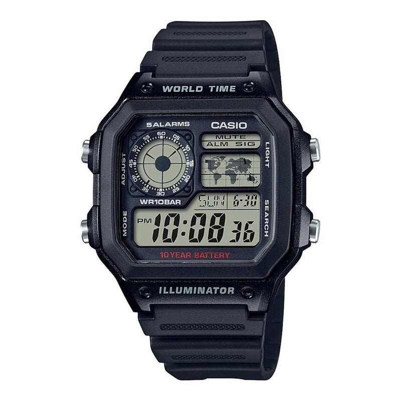 Reloj Pulsera Casio Collection Ae-1200wh-1av Relojesymas Negro Gris