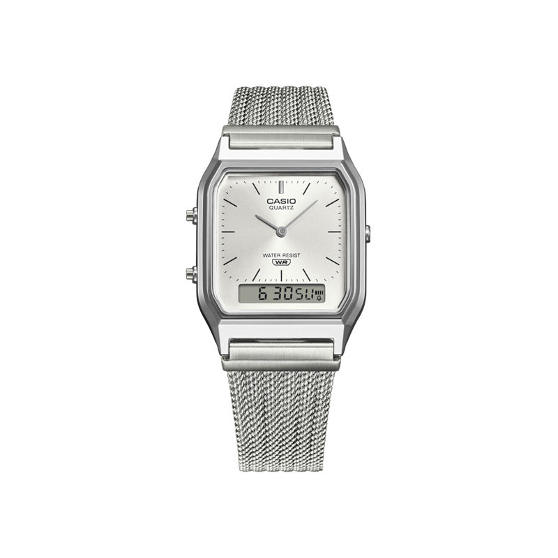 Reloj Casio Aq-230em-7acf Vintage Cuadrado Original Plateado