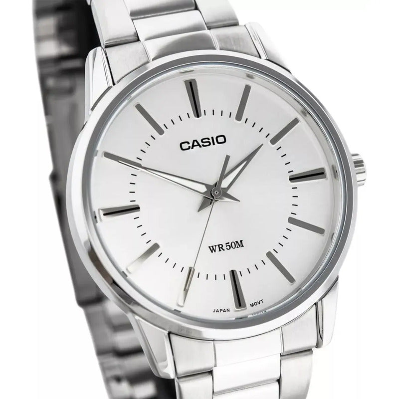Reloj Casio Mtp1303d-7av De Cuarzo Para Hombre Con Correa De Acero Plateado Blanco