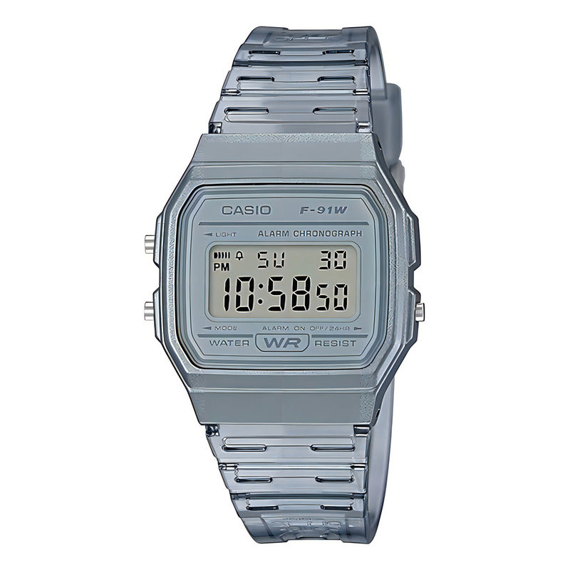 Reloj Pulsera Casio Collection F-91ws-7 Transparente Plateado Gris