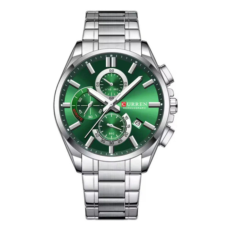 Reloj Para Hombre Curren Kree2902 8475-3 Plateado Plateado Verde