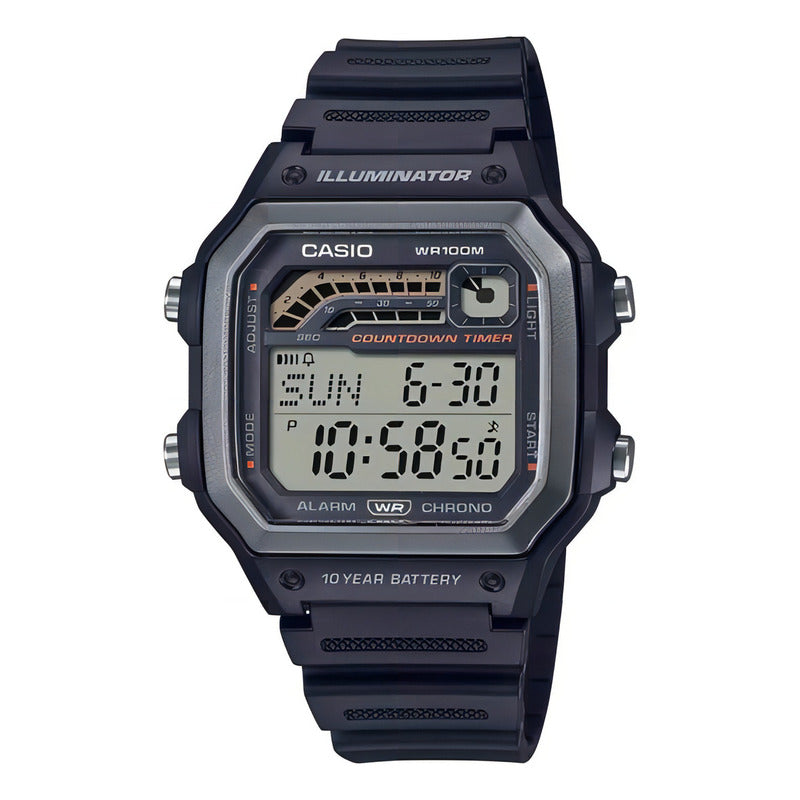 Reloj Casio Ws-1600h-1av Cuarzo Hombre Negro Plata Black