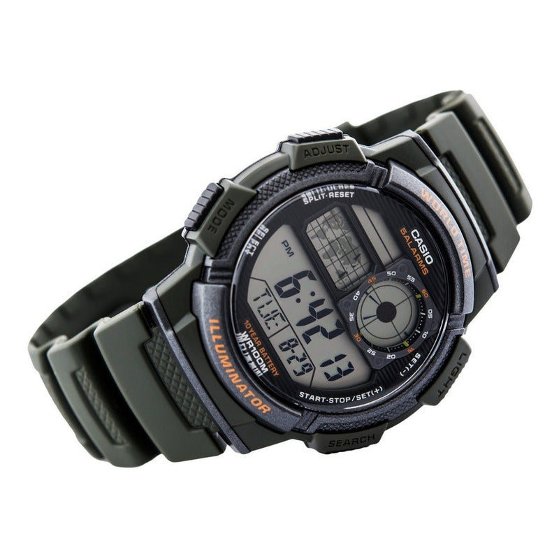 Reloj De Pulsera Casio Youth Series Ae-1000w-3a Relojesymas Verde Negro Negro