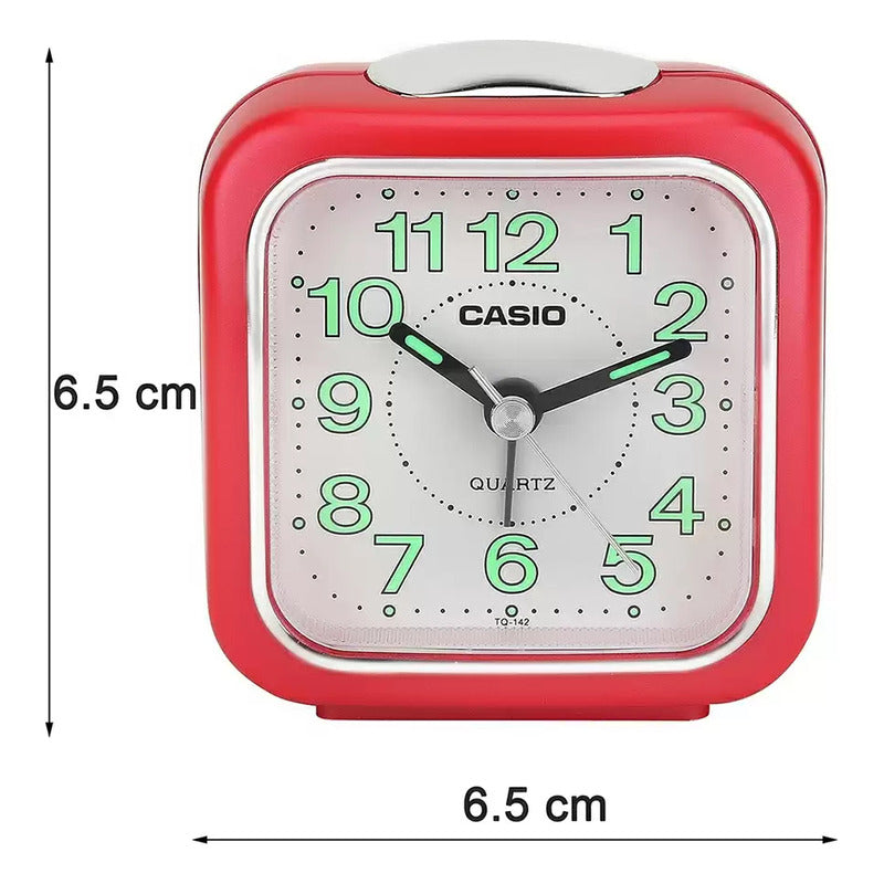 Reloj Despertador Casio Tq-142-4 Color Rojo Rojo 4
