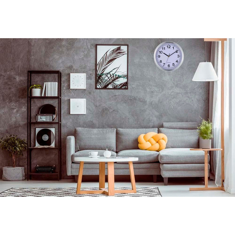 Reloj Pared Metal Siklos Gc1201 30cm Silencioso Relojesymas Plateado Blanco