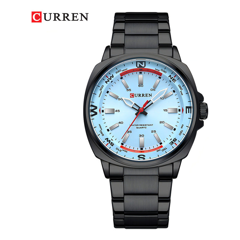 Relojes Cuarzo Inoxidable Curren 8455 Business Fondo Plata Negro Plateado