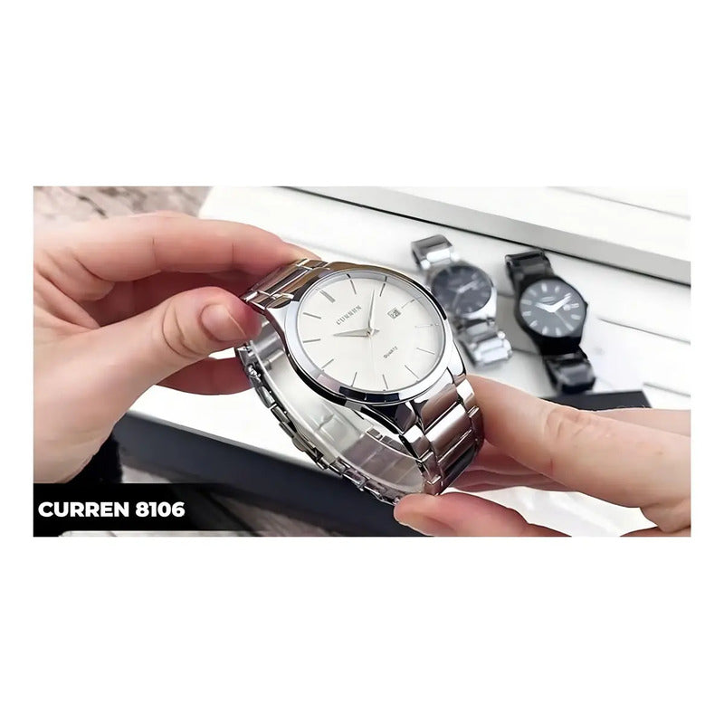 Reloj Curren Krea101902 Cuarzo Hombre Plateado Blanco