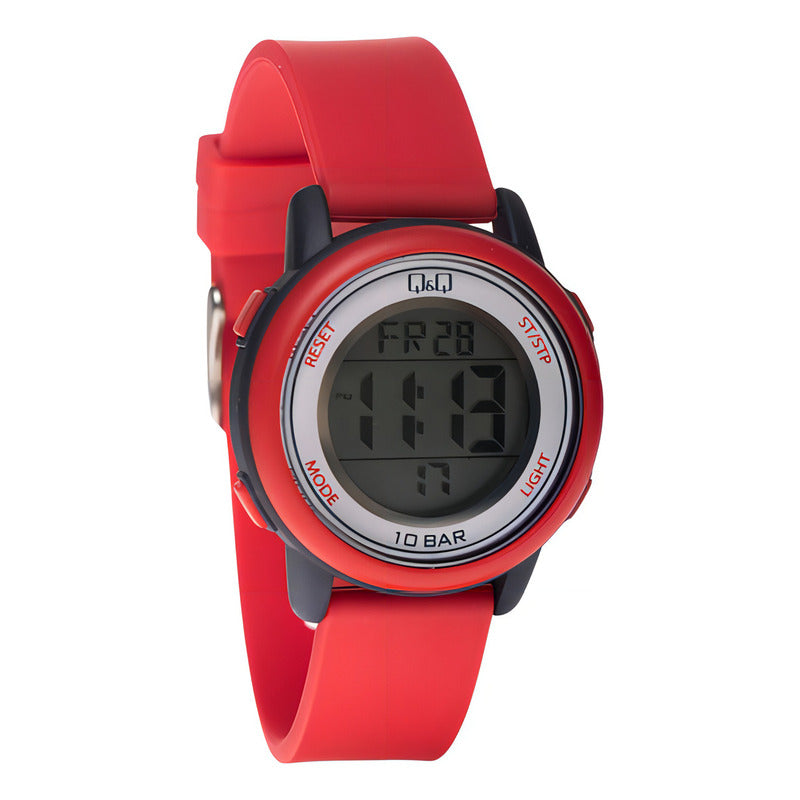 Reloj Q&q Mujer Verde Casual Digital M208j003y Color De La Correa Rojo