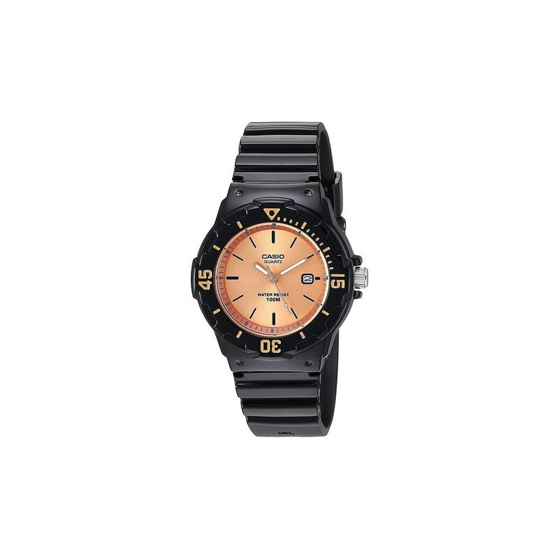 Reloj Mujer Casio Lrw-200h-9e2v Análogo Retro Negro Rose Gold
