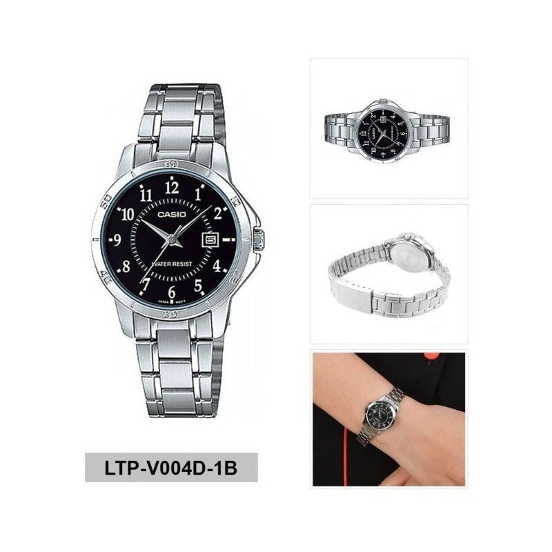 Reloj Casio De Mujer Analógico Con Correa De Acero Inoxidable Y Fondo Azul Plateado Azul Ltp-v004d-2b