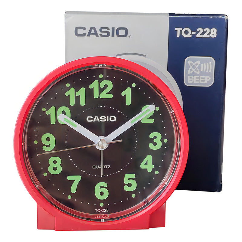 Reloj De Mesa Despertador Analógico Casio Tq-228-4d Rojo
